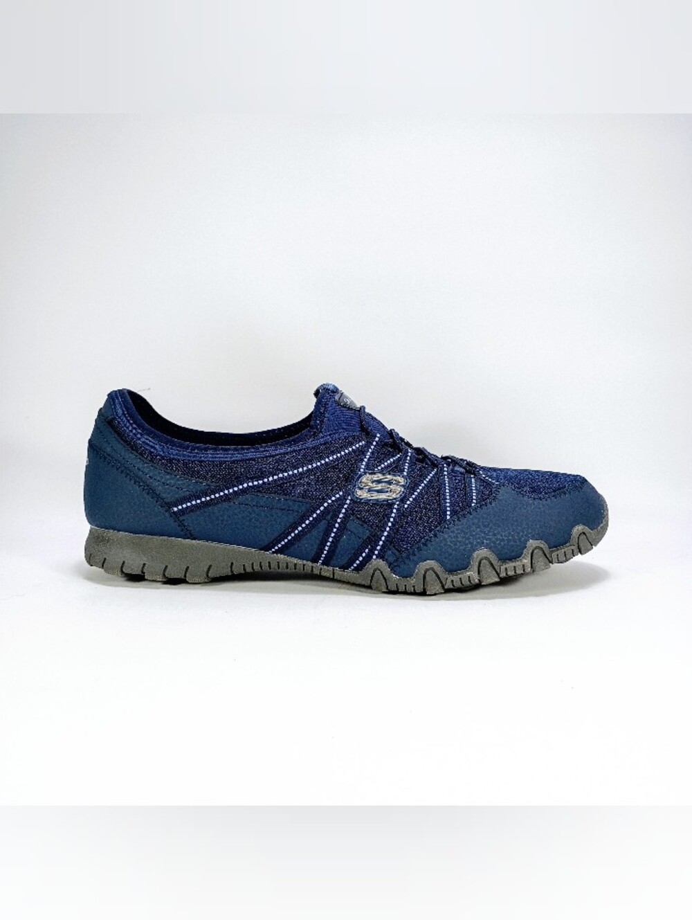 Skechers Bikers Lite Relive Womens 10 Wide Fit Navy Blue Slip On Sneakers